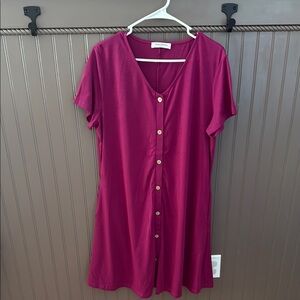 Women's Pink Button-Down Dress